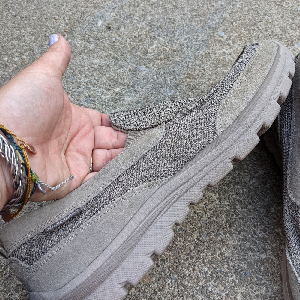 Skechers Taupe Beige Memory Foam Slip On Shoes 13 - image 2